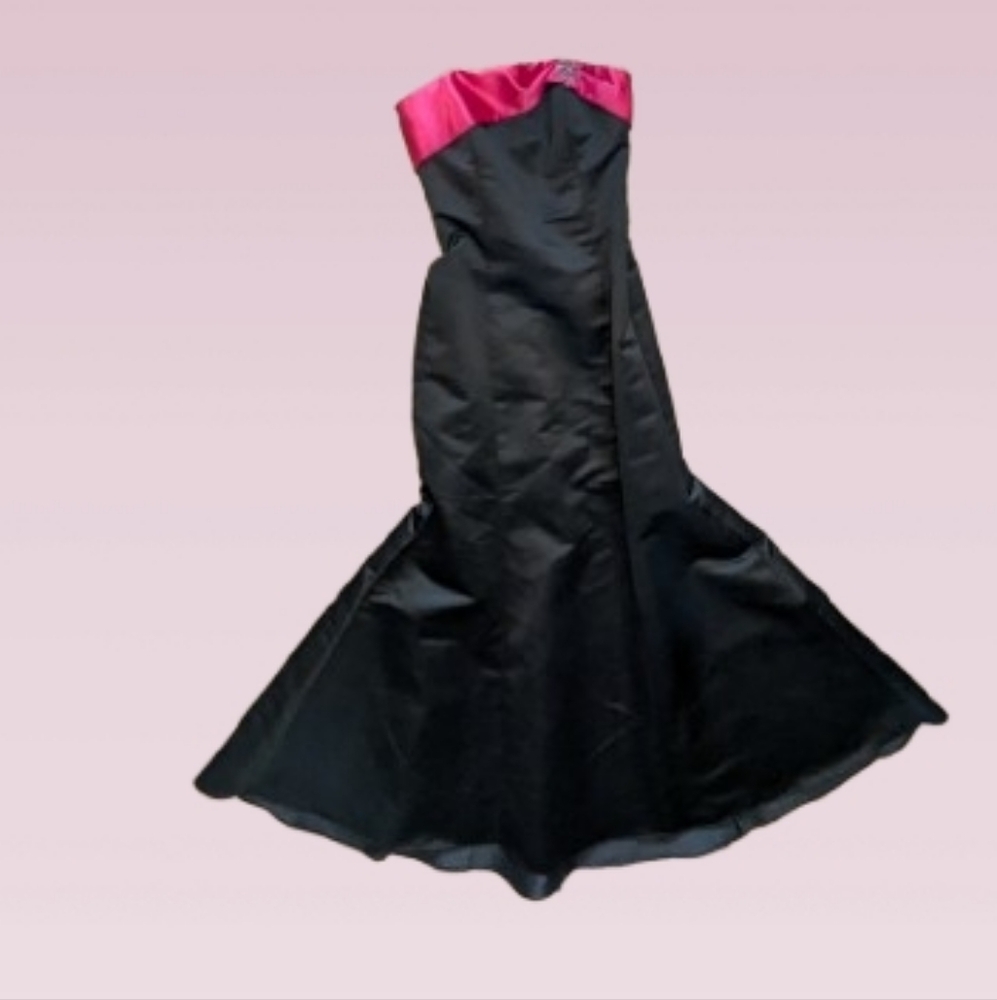 Vintage Jessica McClintock Gunne Sax Black Hot Pink Formal Dress Size 3/4